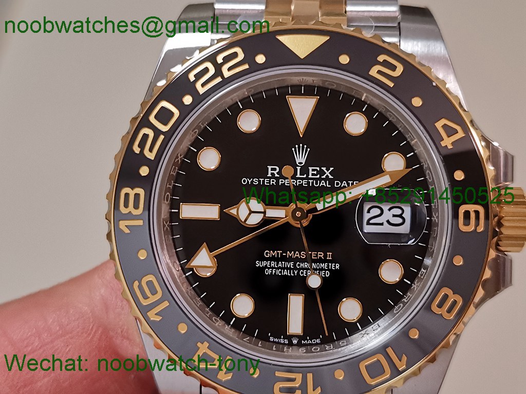 Replica Rolex GMT II 126713 GRNR SS Yellow Gold VSF 1:1 Best SuperCLone Black Dial Jubilee DD3285 Heavy Gain Weight
