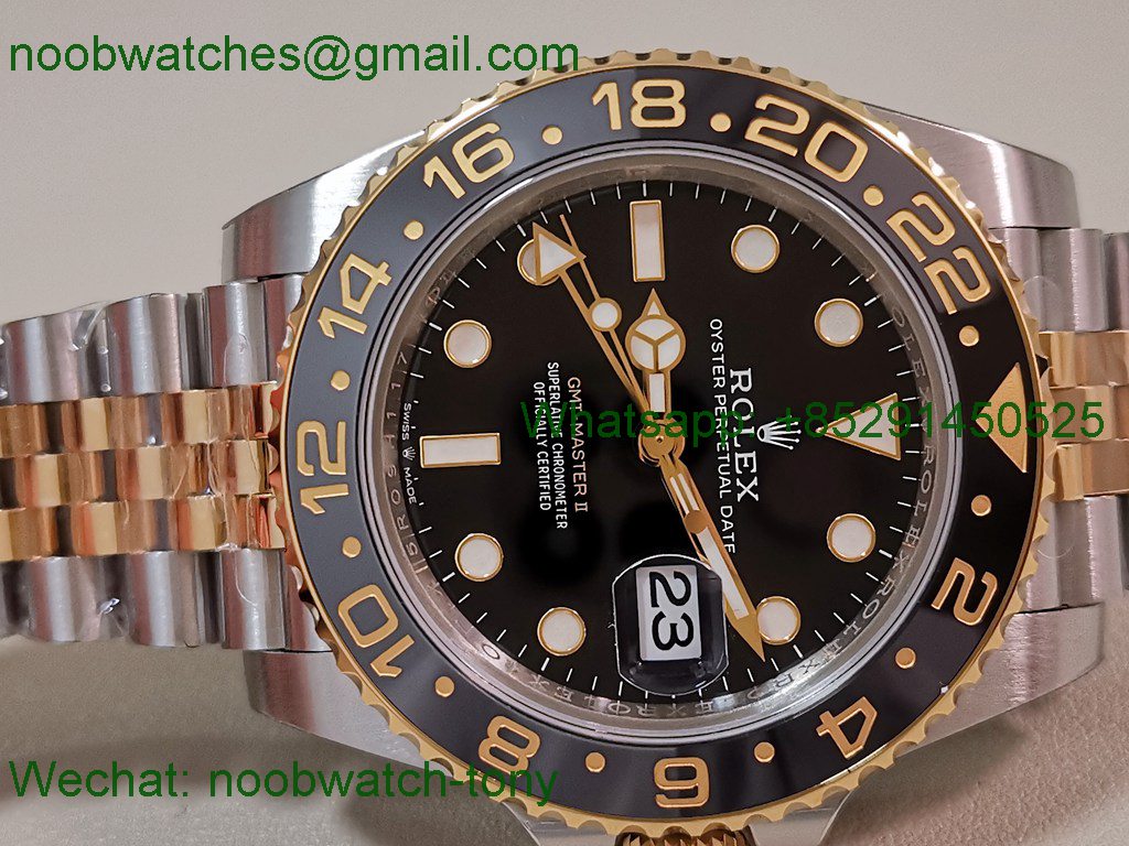 Replica Rolex GMT II 126713 GRNR SS Yellow Gold VSF 1:1 Best SuperCLone Black Dial Jubilee DD3285 Heavy Gain Weight