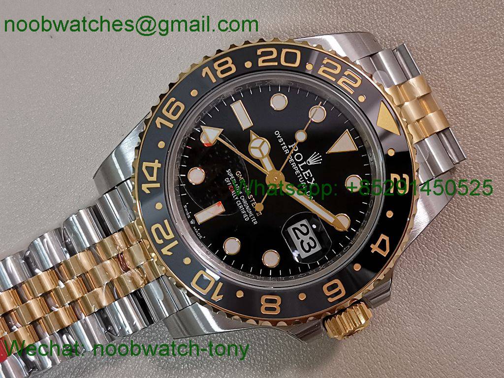 Replica Rolex GMT II 126713 GRNR SS Yellow Gold VSF 1:1 Best SuperCLone Black Dial Jubilee DD3285 Heavy Gain Weight