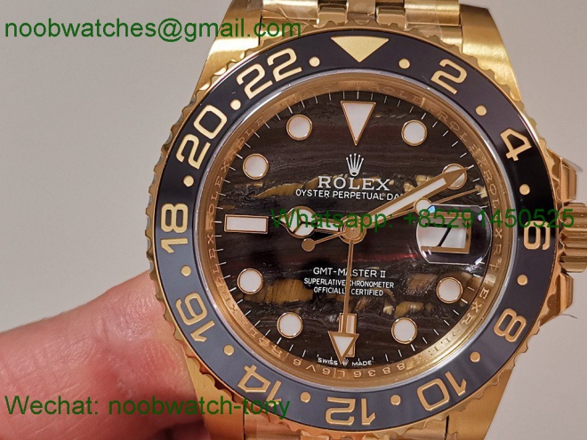 Replica Rolex GMT II 126718 GRNR ARF Best SuperCLone Tiger Iron Yellow Gold Jubilee VR3285 