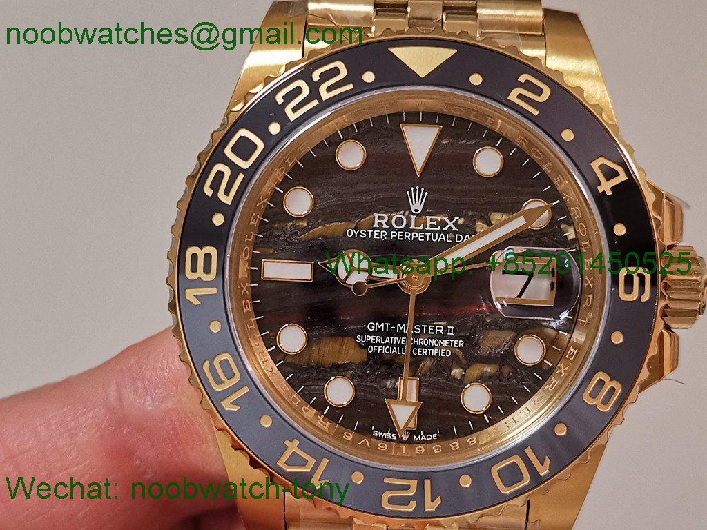 Replica Rolex GMT II 126718 GRNR ARF Best SuperCLone Tiger Iron Yellow Gold Jubilee VR3285 