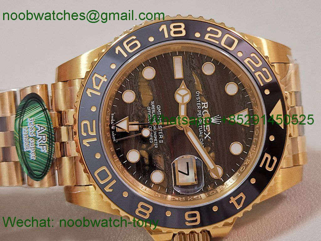 Replica Rolex GMT II 126718 GRNR ARF Best SuperCLone Tiger Iron Yellow Gold Jubilee VR3285 
