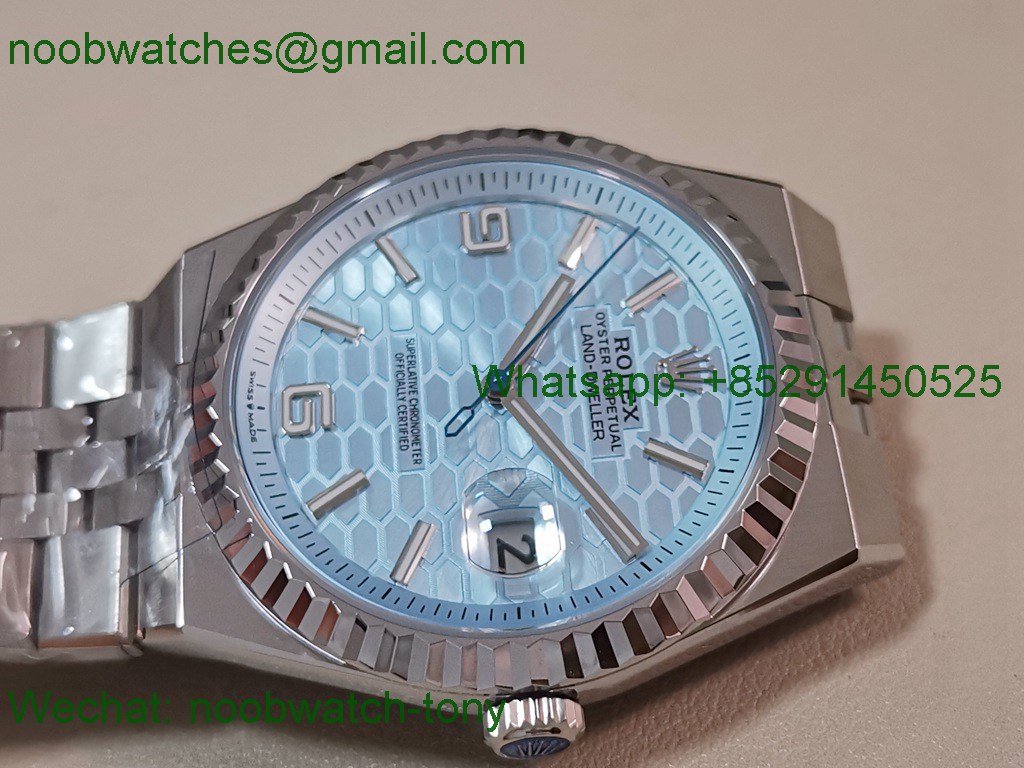 Replica Rolex Land Dweller 127386 ESF Ice Blue Dial A7135 Best SuperClone 