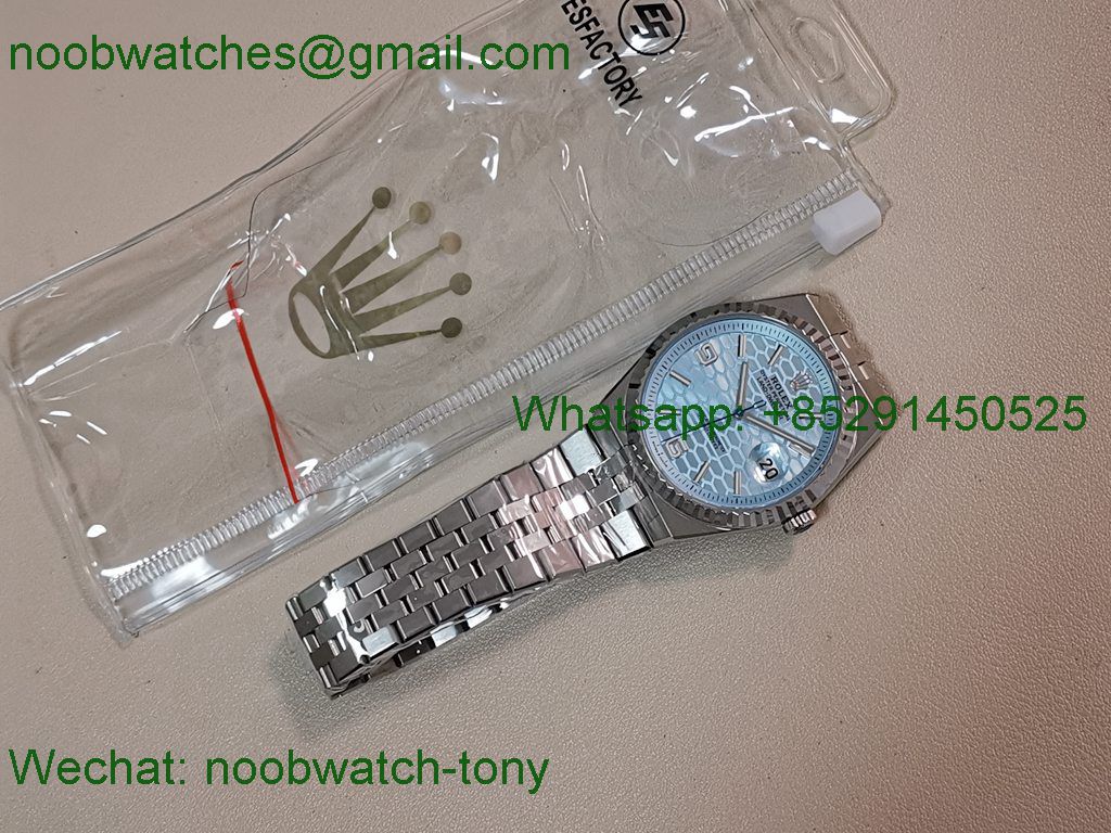 Replica Rolex Land Dweller 127386 ESF Ice Blue Dial A7135 Best SuperClone 