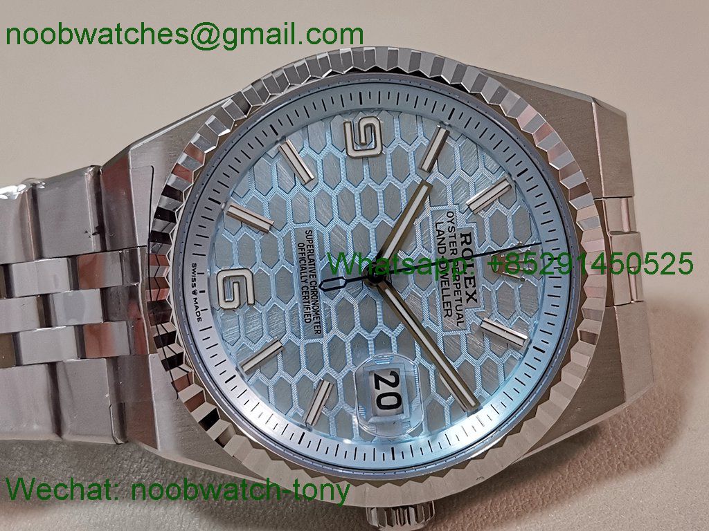 Replica Rolex Land Dweller 127386 ESF Ice Blue Dial A7135 Best SuperClone 