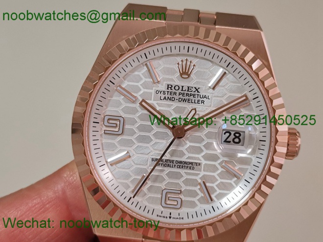 Replica Rolex Land Dweller 127335 Rose Gold ESF White Dial A7135 SuperClone Best 