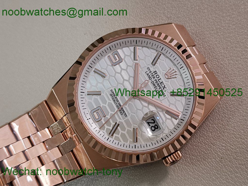 Replica Rolex Land Dweller 127335 Rose Gold ESF White Dial A7135 SuperClone Best 
