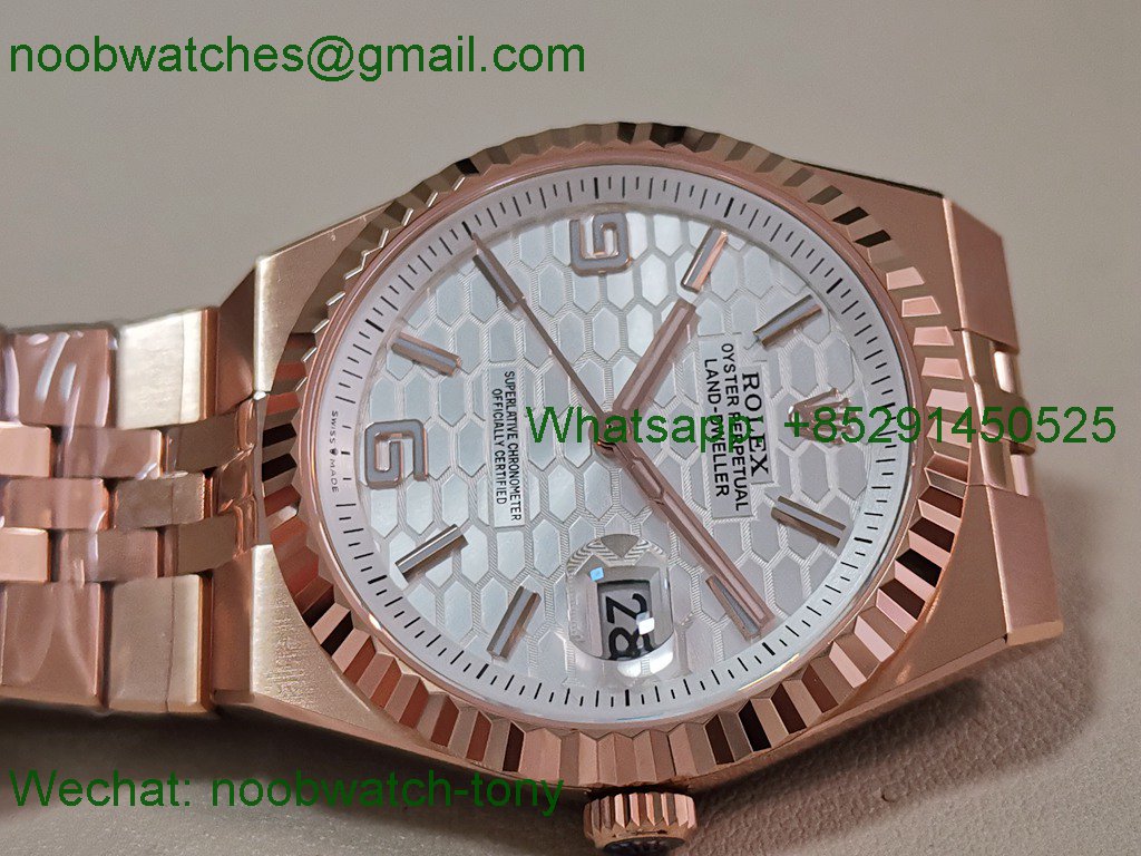 Replica Rolex Land Dweller 127335 Rose Gold ESF White Dial A7135 SuperClone Best 