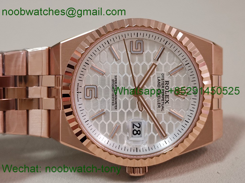 Replica Rolex Land Dweller 127335 Rose Gold ESF White Dial A7135 SuperClone Best 