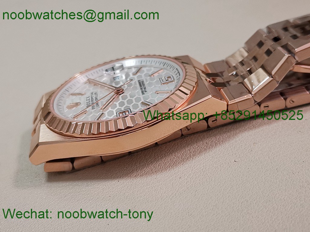 Replica Rolex Land Dweller 127335 Rose Gold ESF White Dial A7135 SuperClone Best 
