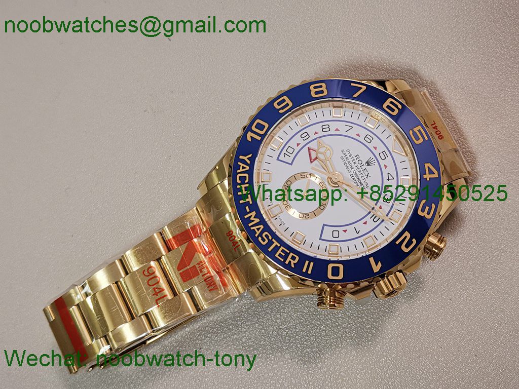 Replica Rolex YachtMaster II 116688 Blue Ceramic Yellow Gold KF 1:1 Best White Dial A7750
