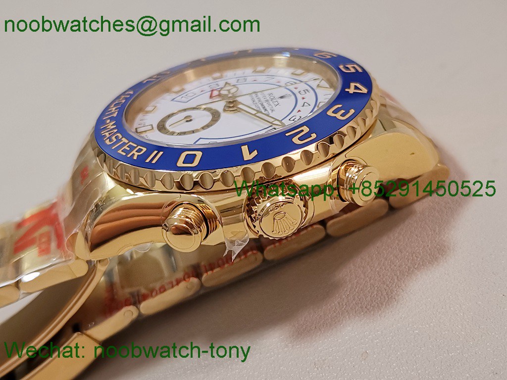 Replica Rolex YachtMaster II 116688 Blue Ceramic Yellow Gold KF 1:1 Best White Dial A7750