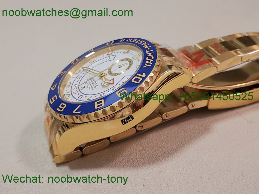 Replica Rolex YachtMaster II 116688 Blue Ceramic Yellow Gold KF 1:1 Best White Dial A7750