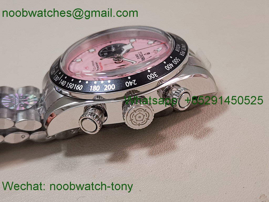 Replica TUDOR Black Bay Chrono BLSF 1:1 Best SuperClone Pink Dial on SS Bracelet A7750