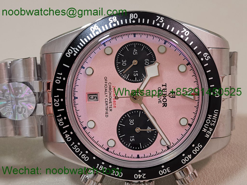 Replica TUDOR Black Bay Chrono BLSF 1:1 Best SuperClone Pink Dial on SS Bracelet A7750