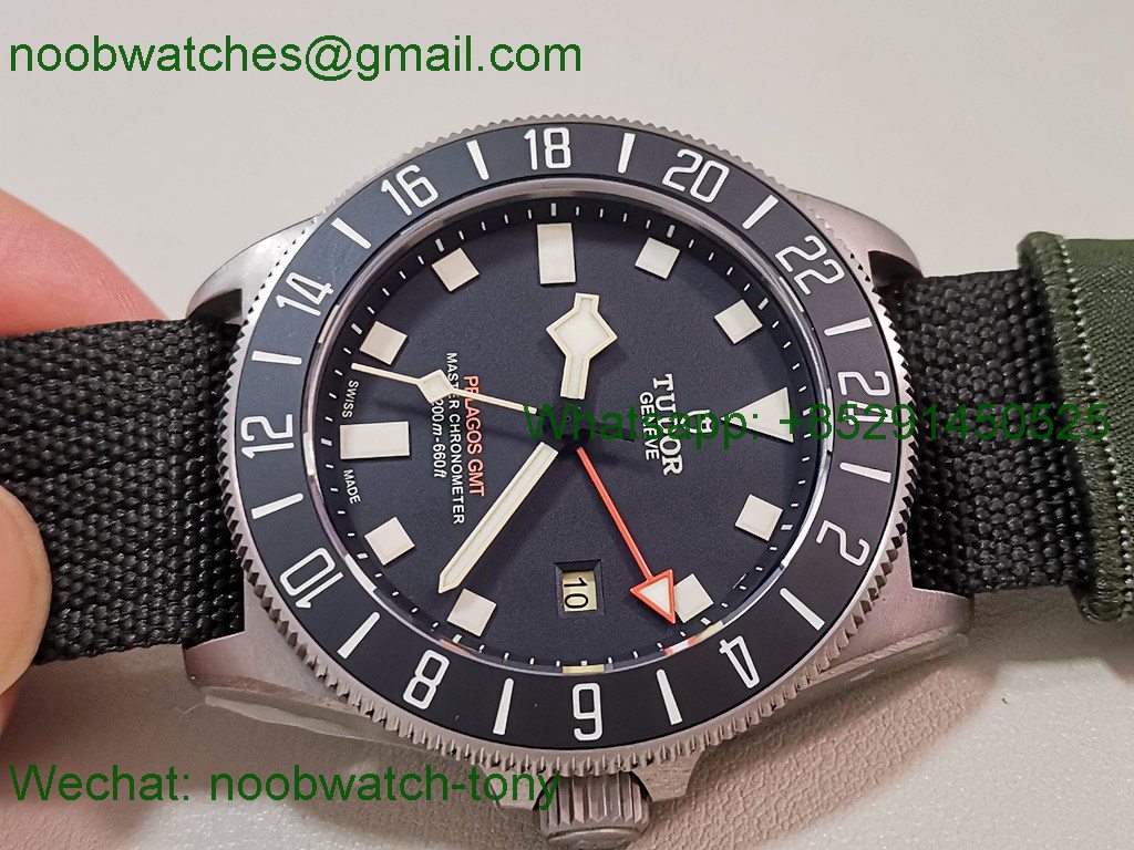 Replica TUDOR Pelagos M2542G247NU-0002 Titanium B12 1:1 Best SuperClone Black Dial Nylon Strap