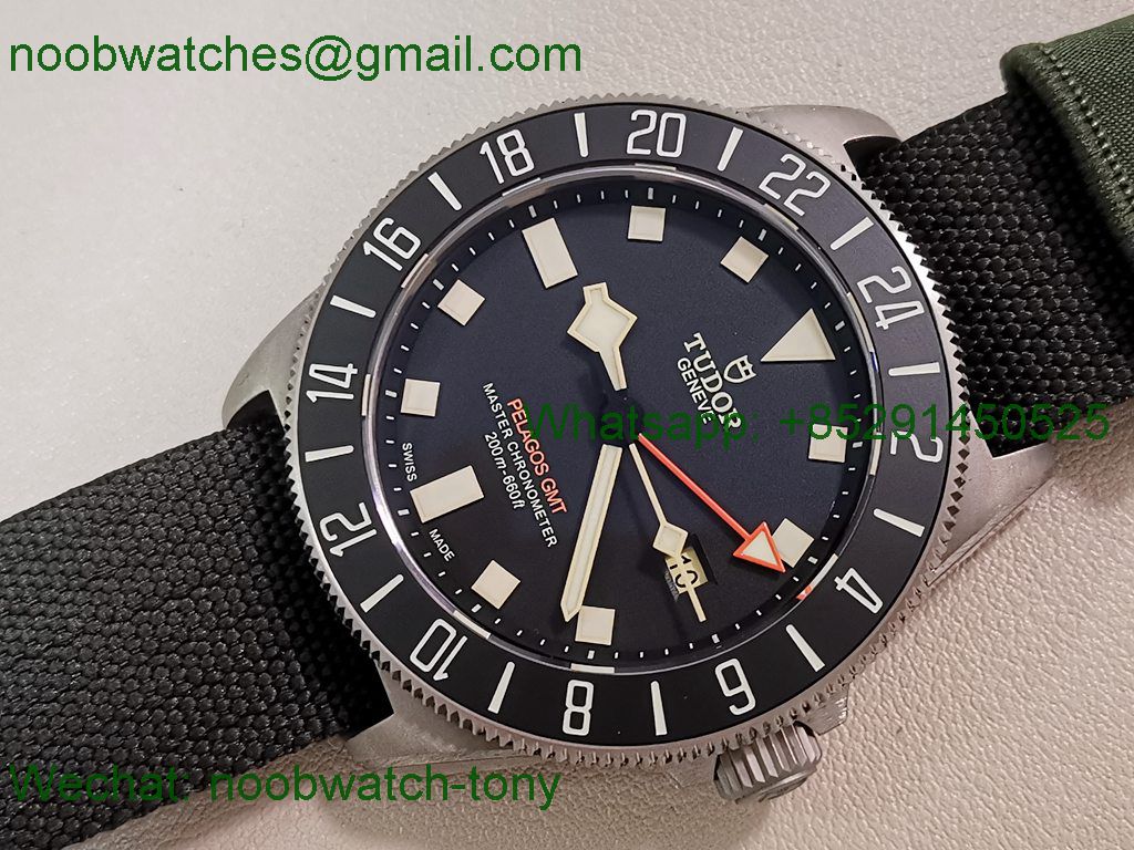 Replica TUDOR Pelagos M2542G247NU-0002 Titanium B12 1:1 Best SuperClone Black Dial Nylon Strap