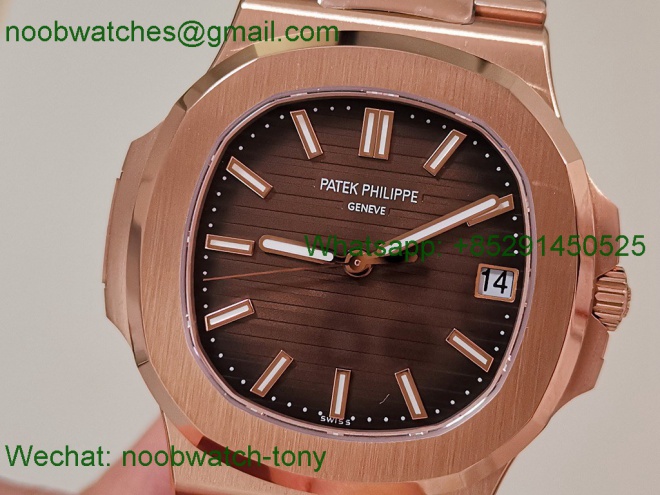 Replica Patek Philippe Nautilus 5711 Rose Gold Heavy Gain Weight DDF 1:1 Best SuperClone Brown DD324 