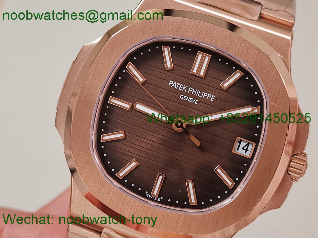 Replica Patek Philippe Nautilus 5711 Rose Gold Heavy Gain Weight DDF 1:1 Best SuperClone Brown DD324 