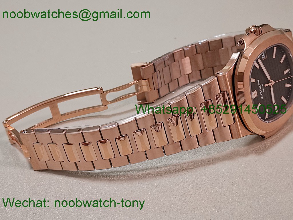 Replica Patek Philippe Nautilus 5711 Rose Gold Heavy Gain Weight DDF 1:1 Best SuperClone Brown DD324 