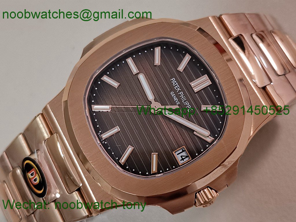 Replica Patek Philippe Nautilus 5711 Rose Gold Heavy Gain Weight DDF 1:1 Best SuperClone Brown DD324 