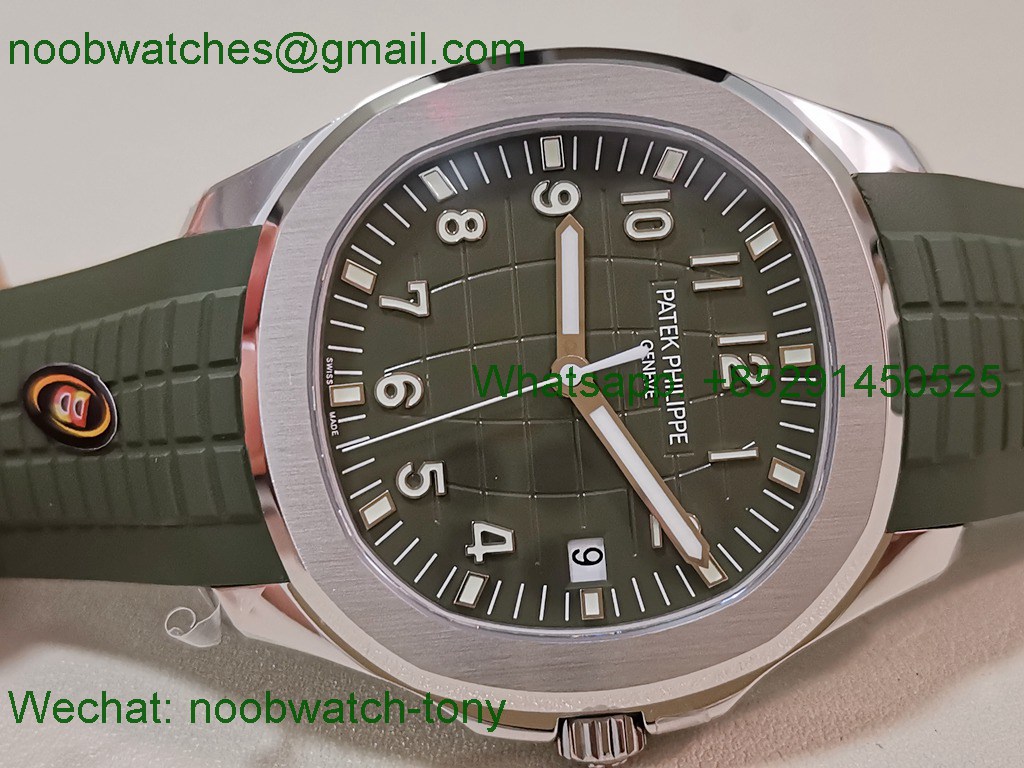 Replica Patek Philippe Aquanaut 5168 Green Dial on Rubber DDF 1:1 Best SuperClone DD324