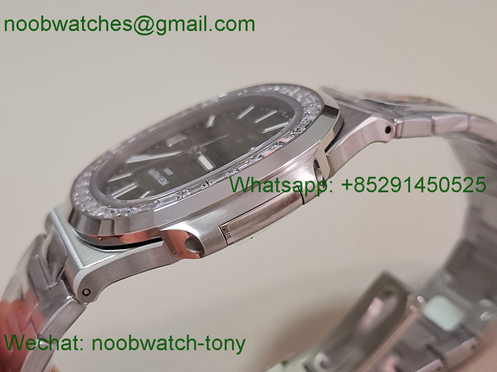 Replica Patek Philippe Nautilus Jumbo 5711 Green Dial Diamond Bezel DDF 1:1 SuperClone Best DD324