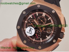 Replica Audemars Piguet AP Offshore 44mm Rose Gold TKF Best SuperClone Black Dial on Rubber A3126 