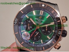 Replica Breitling Chronomat 2tone Rose Gold Green Dial black Ceramic BLS SuperClone Best