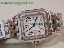 Replica Cartier Panthere Ladies 27mm AF Best SuperClone White Dial Diamond Swiss Quartz