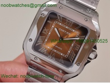 Replica Cartier Santos 35mm BVF 1:1 Best SuperClone Brown Dial SmartLinks V2 (Free Leather Strap)