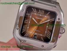 Replica Cartier Santos Mens XL Brown Dial BVF Best SuperClone Steel Bracelet