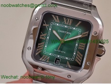 Replica Cartier Santos Mens XL Green Dial BVF Best SuperClone Steel Bracelet