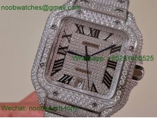 Replica Cartier Santos 40mm Mens XL Diamond Ice Out AMG Factory 8215