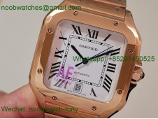 Replica Cartier Santos Mens XL Large 40mm Rose Gold White Dial AF Best SuperClone 