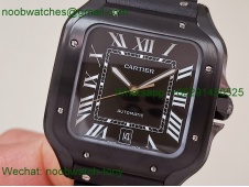 Replica Cartier Santos Mens XL Black DLC on Rubber BVF Best SuperClone MY9019