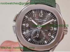 Replica Patek Philippe Aquanaut 5164A PP Factory Gray Dial on Green Rubber Strap A324