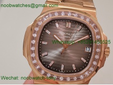 Replica Patek Philippe Nautilus 5711 Rose Gold PPF 1:1 Best SuperClone Brown Dial Diamond Bezel 330 V3