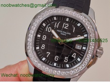 Replica Patek Philippe Aquanaut 5267 38.8mm Black Dial Diamond Bezel PPF Best SuperClone Swiss Quartz