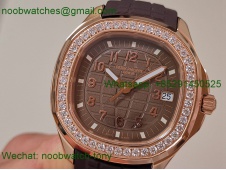 Replica Patek Philippe Aquanaut 5267 Rose Gold 38.8mm Brown Dial Diamond Bezel PPF Best SuperClone Swiss Quartz
