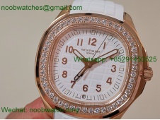 Replica Patek Philippe Aquanaut 5267 Rose Gold 38.8mm White Dial Diamond Bezel PPF Best SuperClone Swiss Quartz