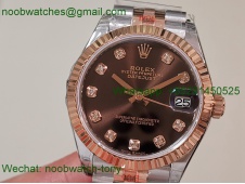 Replica Rolex DateJust 31mm Two Tone SS Rose Gold TWF Best Brown Dial A2824