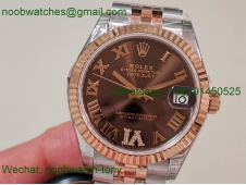 Replica Rolex DateJust 31mm Two Tone SS Rose Gold TWF Best Brown Dial A2824