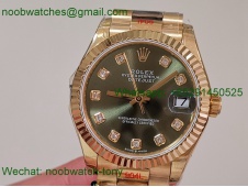 Replica Rolex DateJust 31mm Yellow Gold TWF Best Green Dial A2824