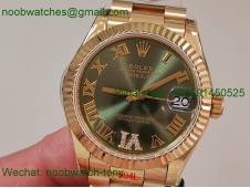 Replica Rolex DateJust 31mm Yellow Gold TWF Best Green Dial A2824