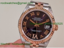 Replica Rolex DateJust 31mm Two Tone SS Rose Gold TWF Best Purple Dial A2824