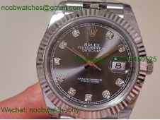 Replica Rolex DateJust 41mm 126334 V2 VSF 1:1 Best SuperClone Gray Diamond Dial Julibee DD3235