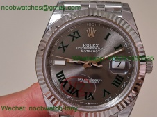 Replica Rolex DateJust 41mm 126334 V2 VSF 1:1 Best SuperClone Wimbledon Gray Dial Green Roma Julibee DD3235