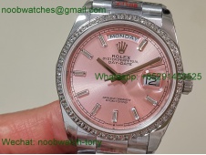 Replica Rolex Day Date 128239 Gain Weight Heavy QF 1:1 Best SuperClone Pink Diamond Dial Markers President Bracelet