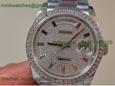 Replica Rolex Day Date 128239 Gain Weight Heavy QF 1:1 Best SuperClone Diamond Rainbow Dial President Bracelet